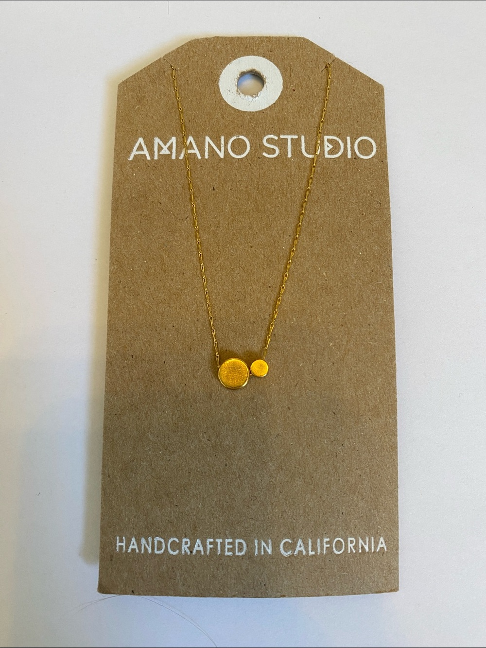 Gold Double Disc Pendant Necklace